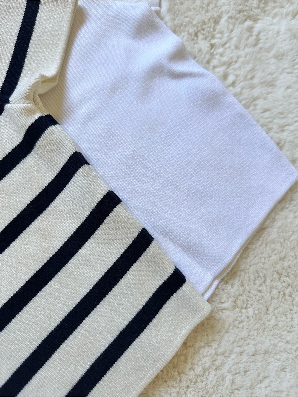 Zara Women’s 2PACK Short Sleeve Knit Top White & Cream Stripe - Small - Picture 9 of 10